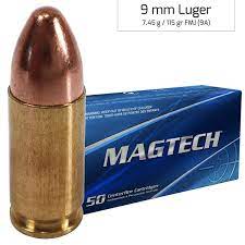 Magtech 9 mm Luger FMC; 7,45g/115gr (9A)