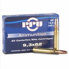 PPU 9,3×62 SP 18,5 g (285 grs), náboj guľový, 20 ks